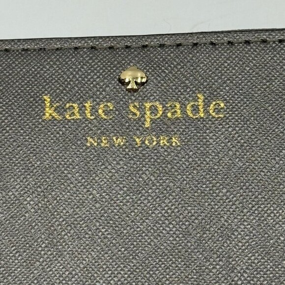 Kate Spade New York Gray Leather Zip-Around Wallet With 12 Card Slots & Interior - Picture 2 of 14